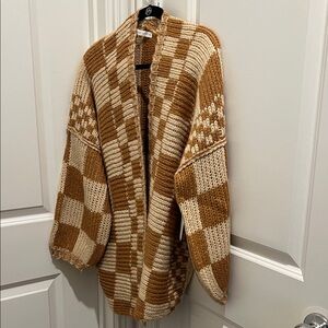 Altar'd State Checkered Cardigan - Brown and Cream